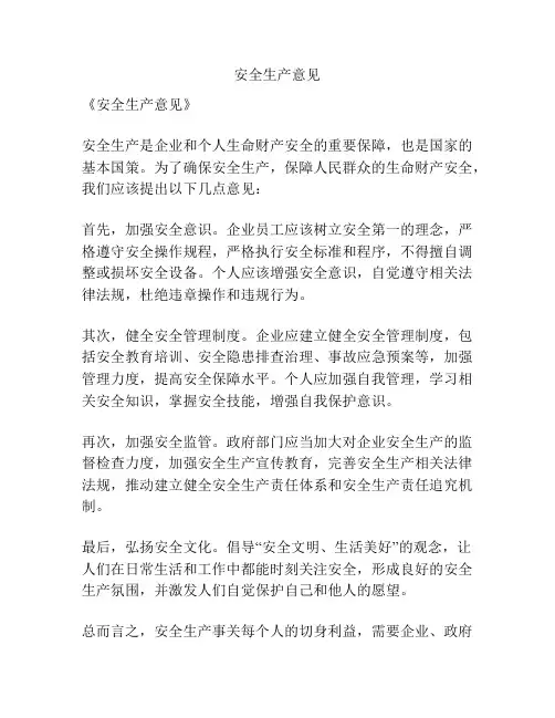 安全生产意见
