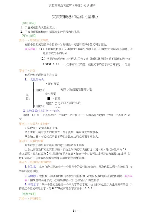 实数的概念和运算基础知识讲解
