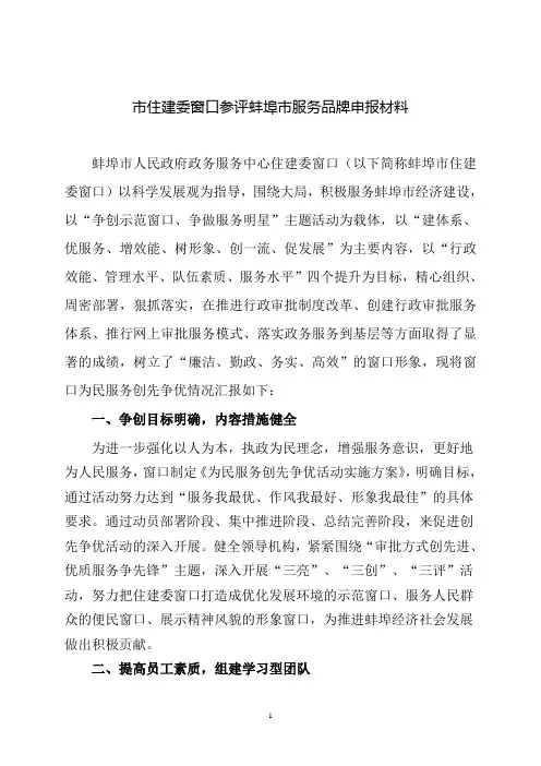 服务品牌申报材料