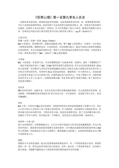 《犯罪心理》第一至第九季名人名言