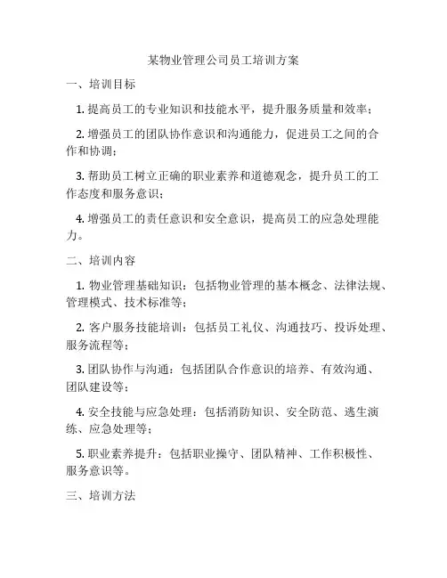 某物业管理公司员工培训方案