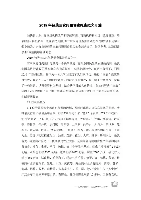 2019年经典三农问题调查报告范文5篇