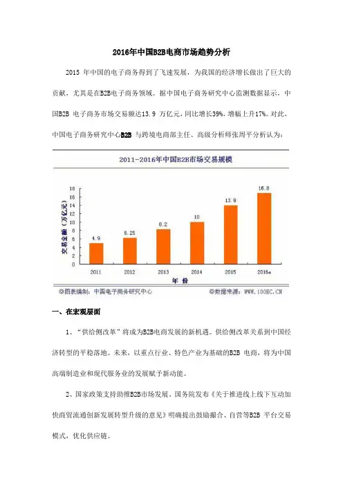 2016年中国B2B电商市场趋势分析