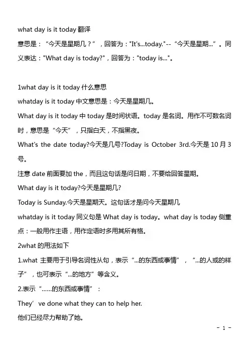 what day is it today翻译