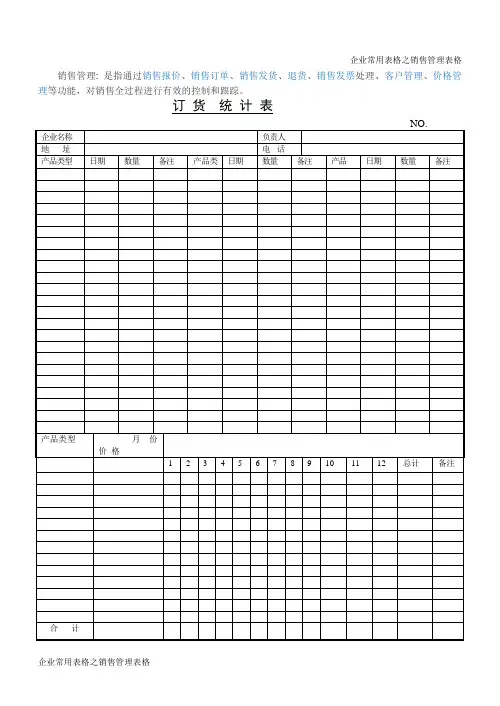 订货统计表