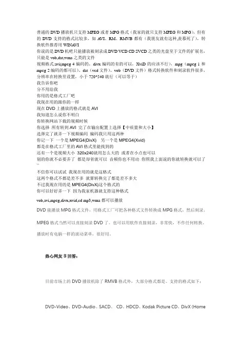 dvd支持的格式