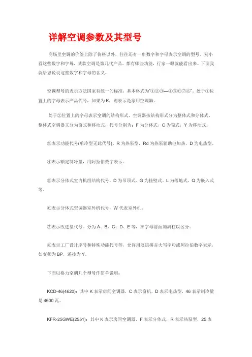 详解空调参数及其型号