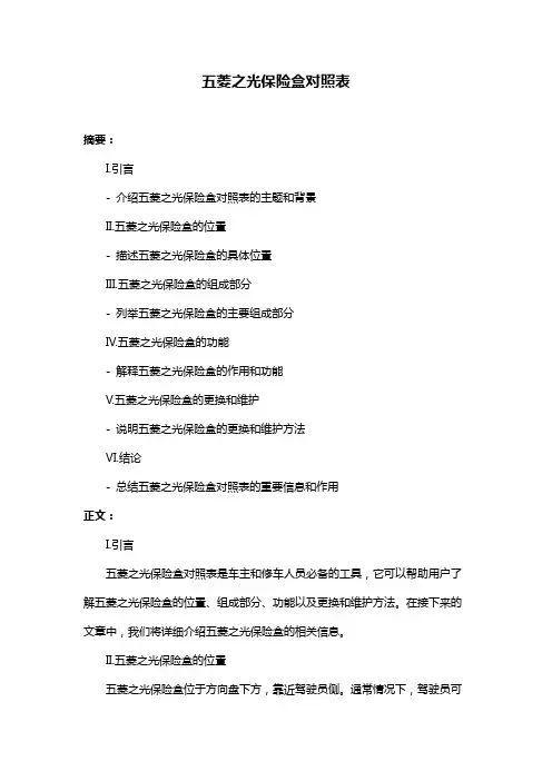 五菱之光保险盒对照表