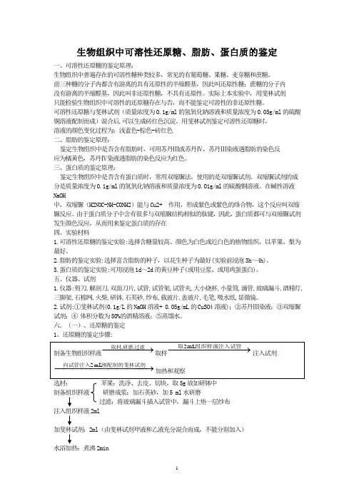 高中生物实验还原性糖,脂肪,蛋白质