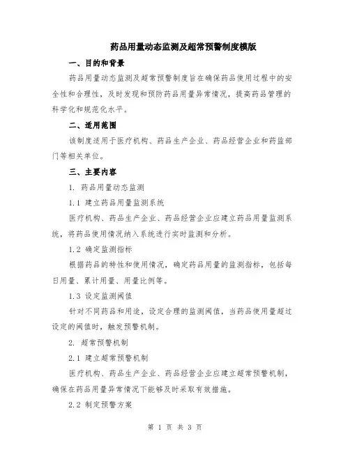 药品用量动态监测及超常预警制度模版