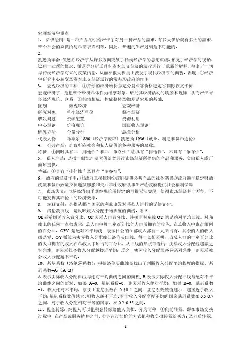 宏观经济学重点知识点(汇总)(2020年10月整理).pdf