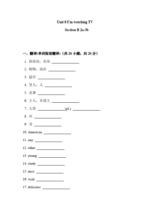 六年级下册英语Unit 8 section B2课时作业
