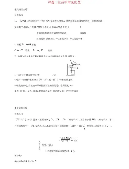 人教版九年级下册化学第十一单元《生活中常见的盐》练习题(附答案)