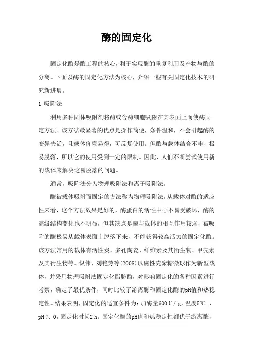 酶的固定化
