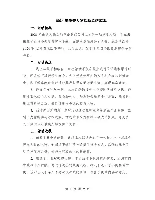 2024年最美人物活动总结范本