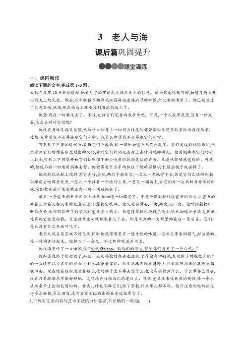 人教版高中语文必修3练习老人与海