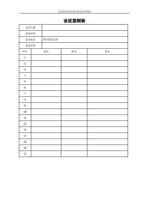 会议签到表及会议纪要-会议签到表