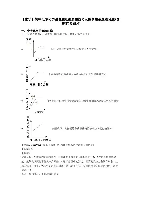 【化学】初中化学化学图像题汇编解题技巧及经典题型及练习题(含答案)及解析