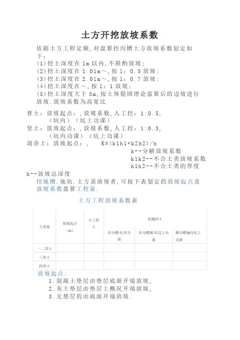 土方开挖放坡系数