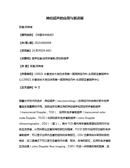 神经超声的应用与新进展