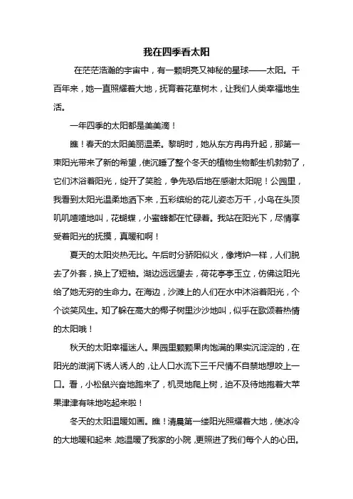 四年级作文：我在四季看太阳作文600字