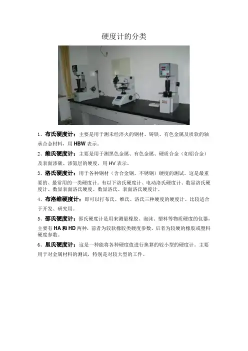 硬度计的分类