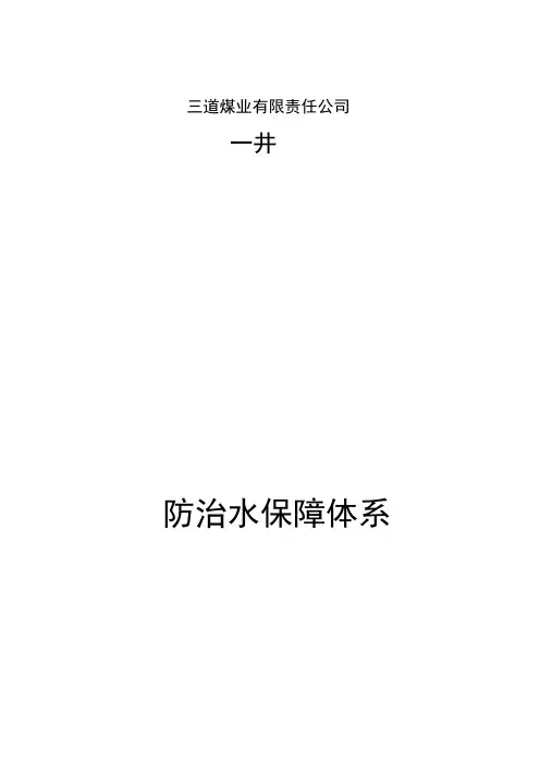 三道煤业一井防治水保障体系