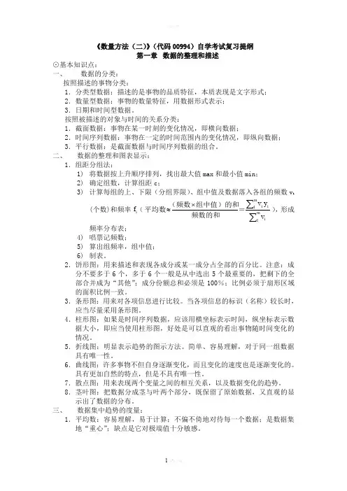 《数量方法(二)》(代码00994)自学考试复习提纲-附件1