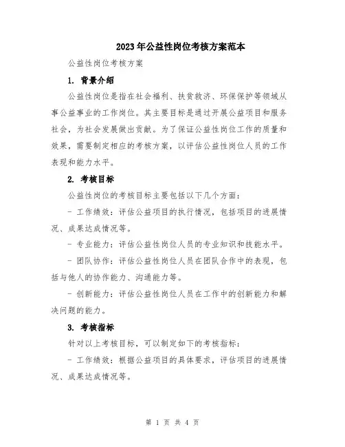 2023年公益性岗位考核方案范本