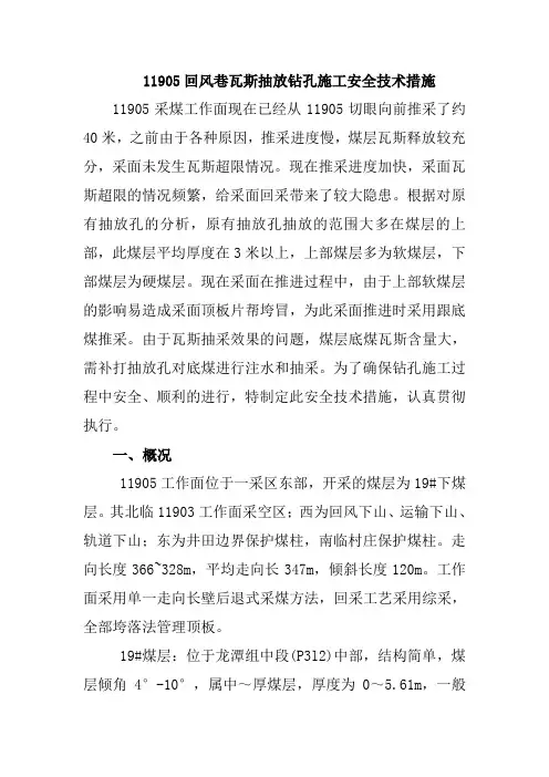 11905回风巷瓦斯抽放钻孔施工安全技术措施(1)