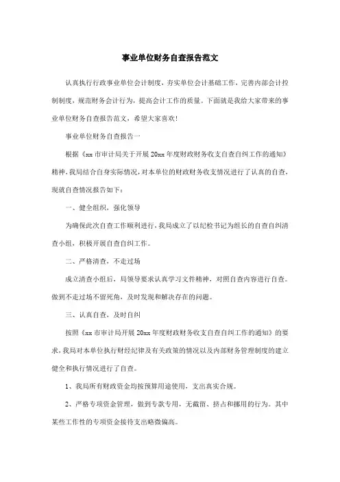 事业单位财务自查报告范文