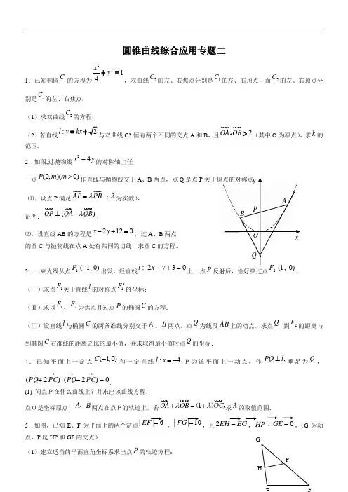 最新高考-2018年高考数学圆锥曲线综合应用专题2 精品