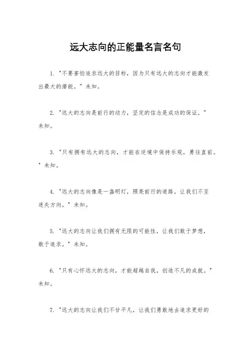 远大志向的正能量名言名句