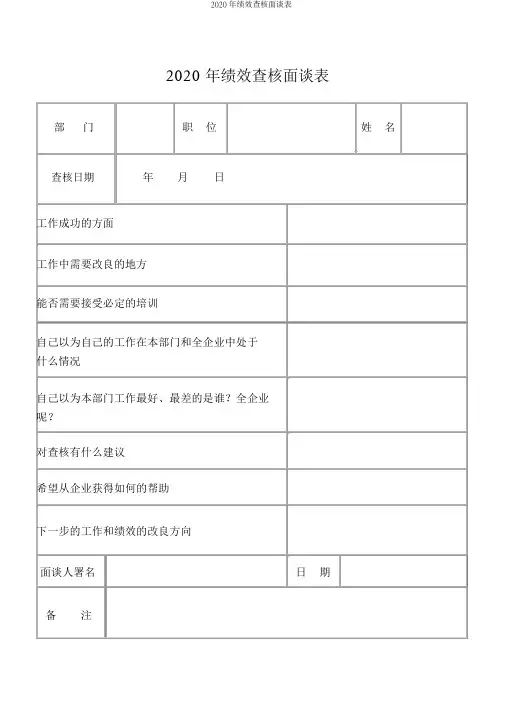 2020年绩效考核面谈表