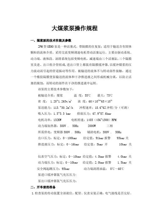 GEHO煤浆泵操作手册