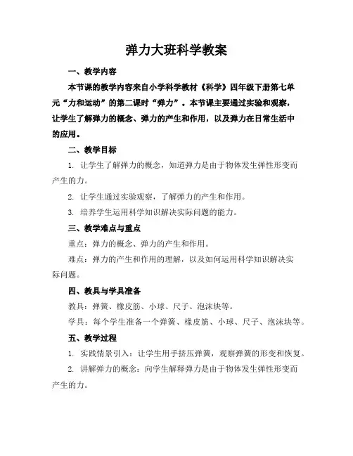 弹力大班科学教案
