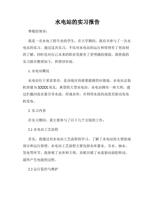 水电站的实习报告