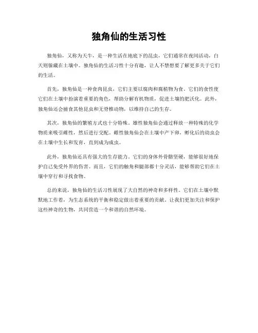 独角仙的生活习性