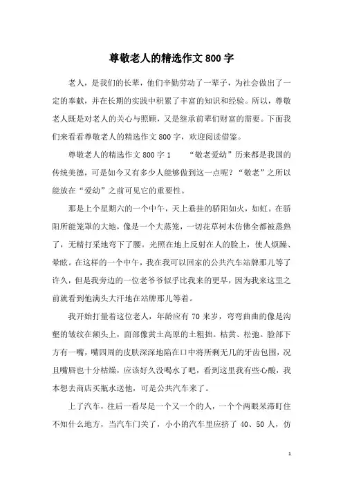 尊敬老人的精选作文800字