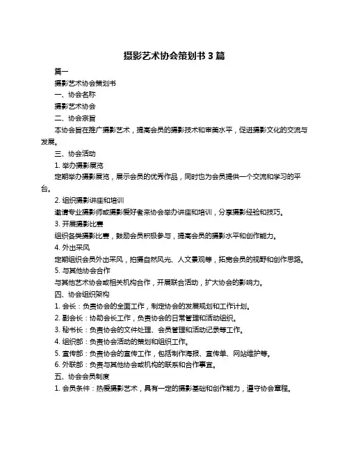 摄影艺术协会策划书3篇