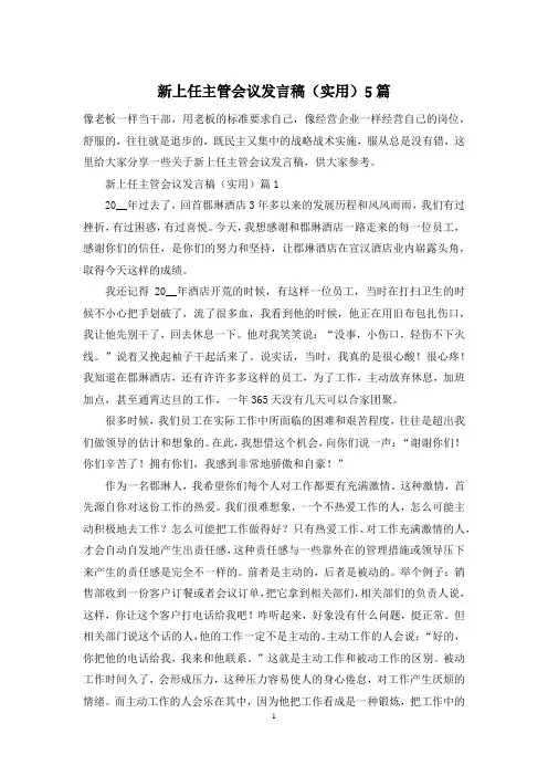 新上任主管会议发言稿(实用)5篇