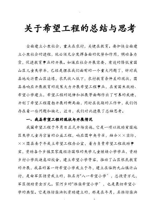 关于希望工程的总结及思考