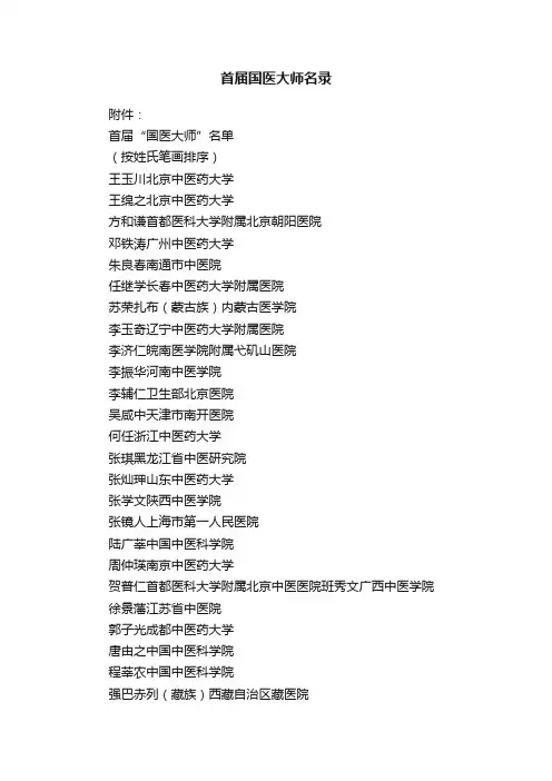 首届国医大师名录