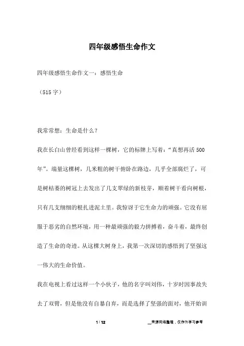 四年级感悟生命作文