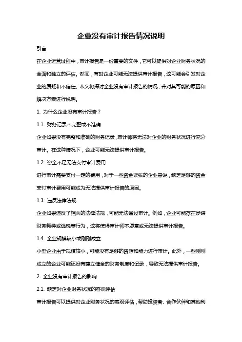 企业没有审计报告情况说明