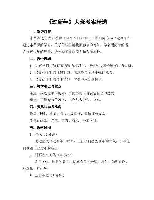 《过新年》大班教案精选