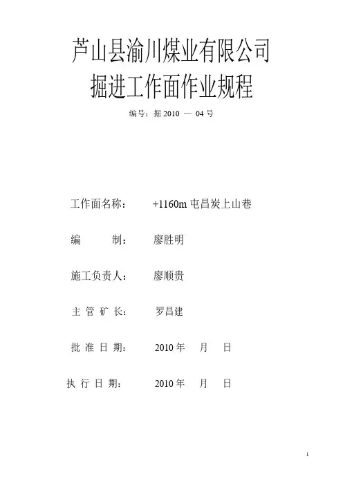 1260(双龙回风巷)掘进工作面作业规程