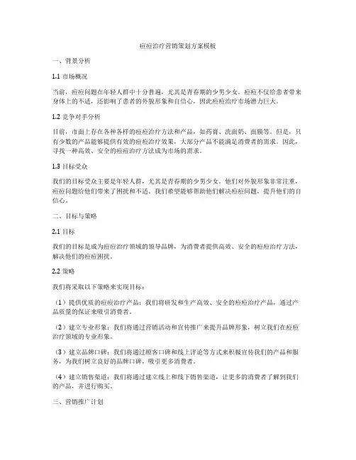 痘痘治疗营销策划方案模板