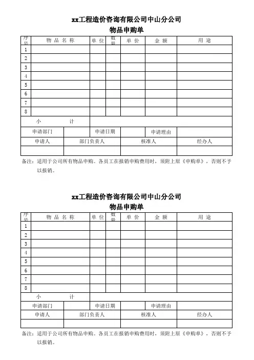 申购单模板--