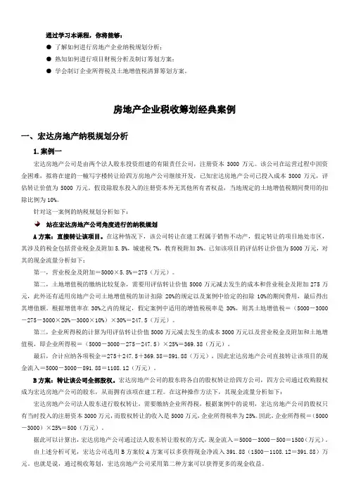房地产企业税收筹划经典案例